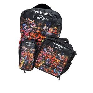 Five Nights at Freddys Backpack Lunch Bag Pencil Case Set Black Character Print